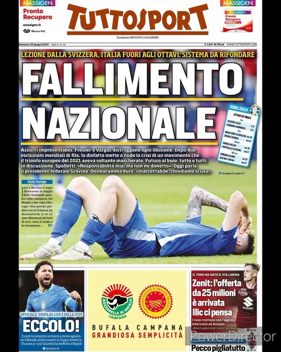 "CALCIATORE" PEGGIORE DELL' ITALIA ALL' EUROPEO