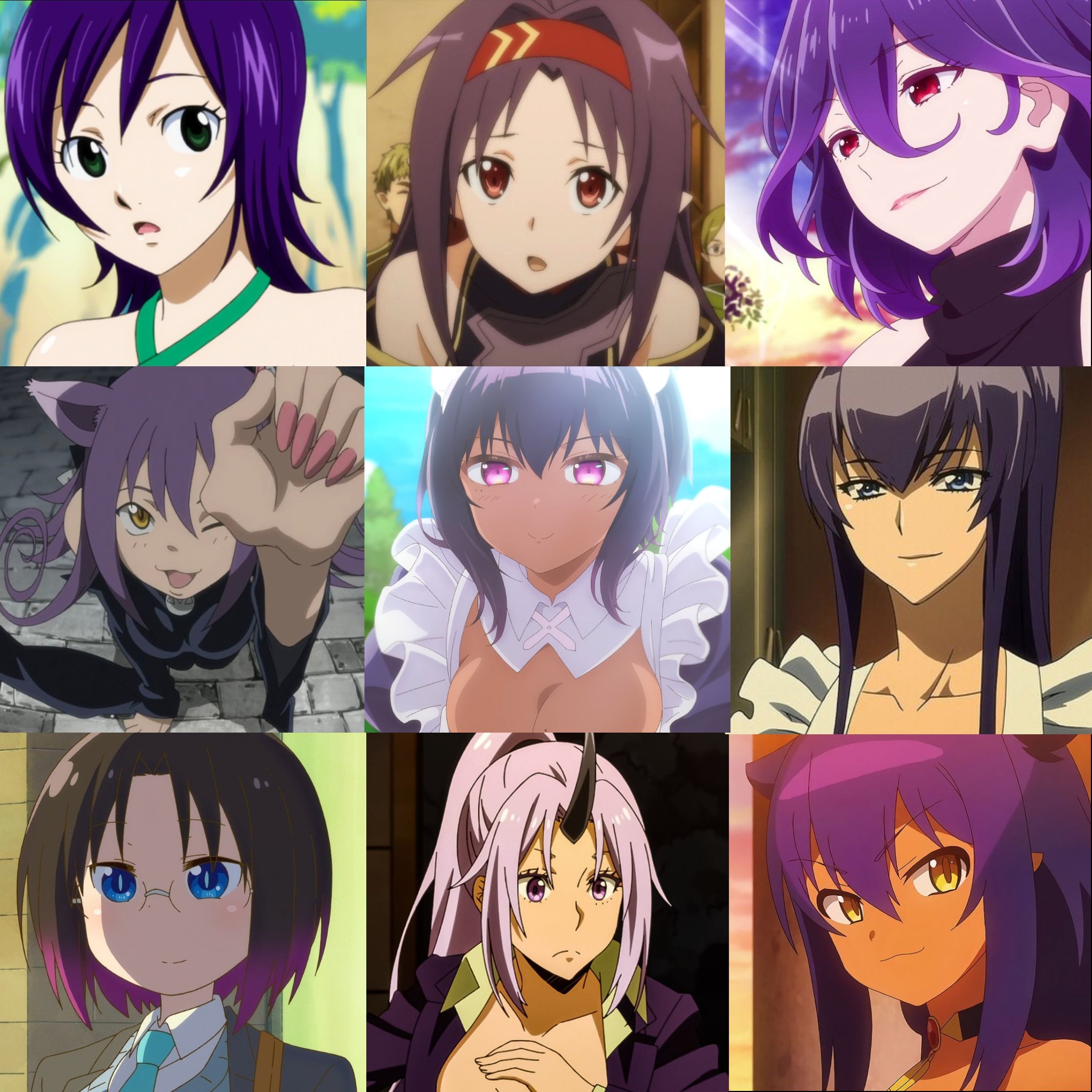 Purple hair anime Waifus