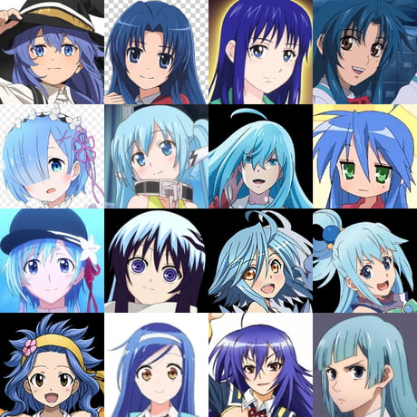 Blue hair anime Waifus
