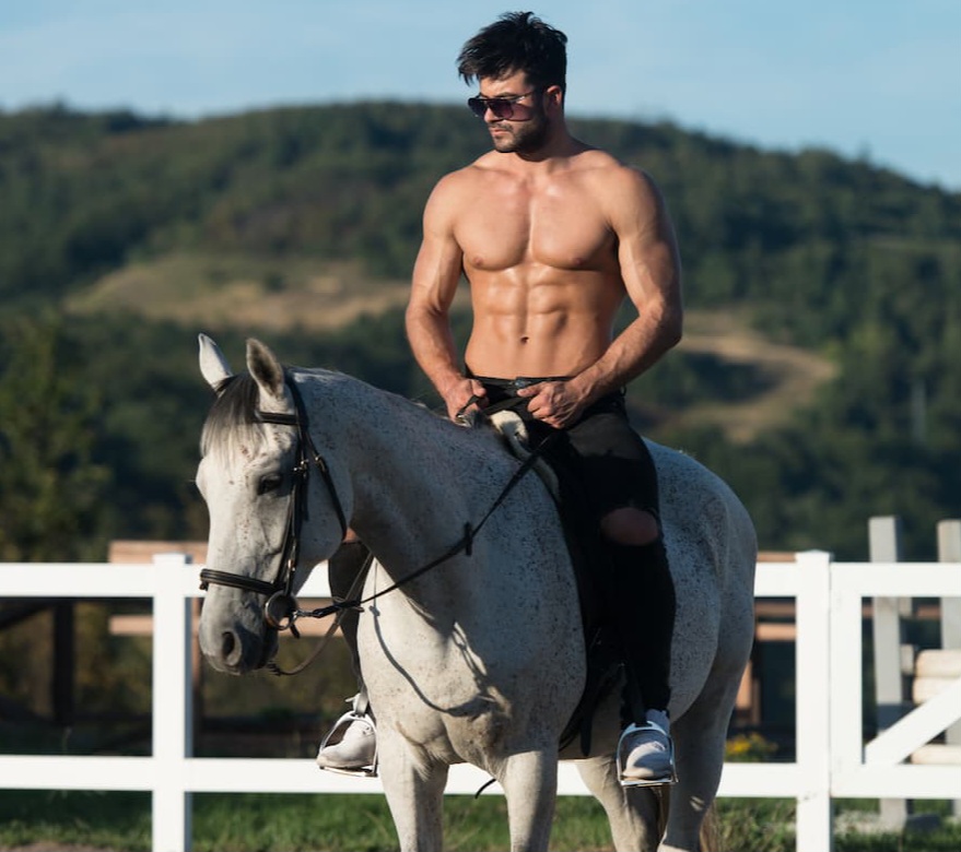 Who looks the most ferocious and sexiest guy on a horse?