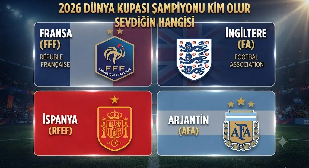 2026 Dünya Kupası şampiyonu kim olur yada senin desteklediğin sevdiğin hangisi